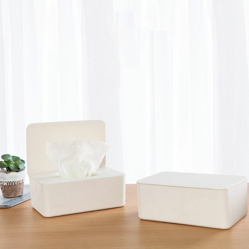 Tabletop Tissue Organizer Wet Wipes Storage Box for Living Room Bedroom Kitchen Large Capacity Wipes Dispenser Dustproof