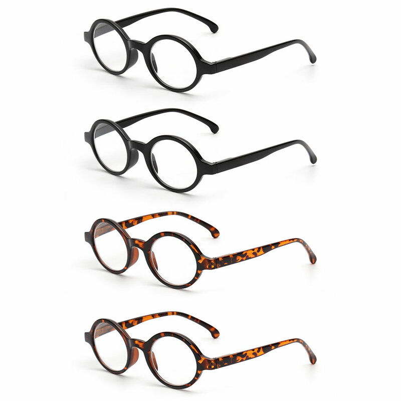 JM 4pcs/set Spring Hinge Round Reading Glasses Men Women Magnifier  Diopter Presbyopic Glasses Reading
