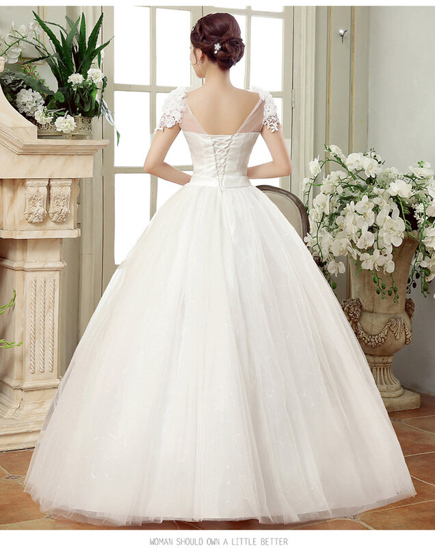 New Large Size Wedding Dress Ball Gowns Bride Embroidery Wedding Dresses Lace Up Flower Dresses