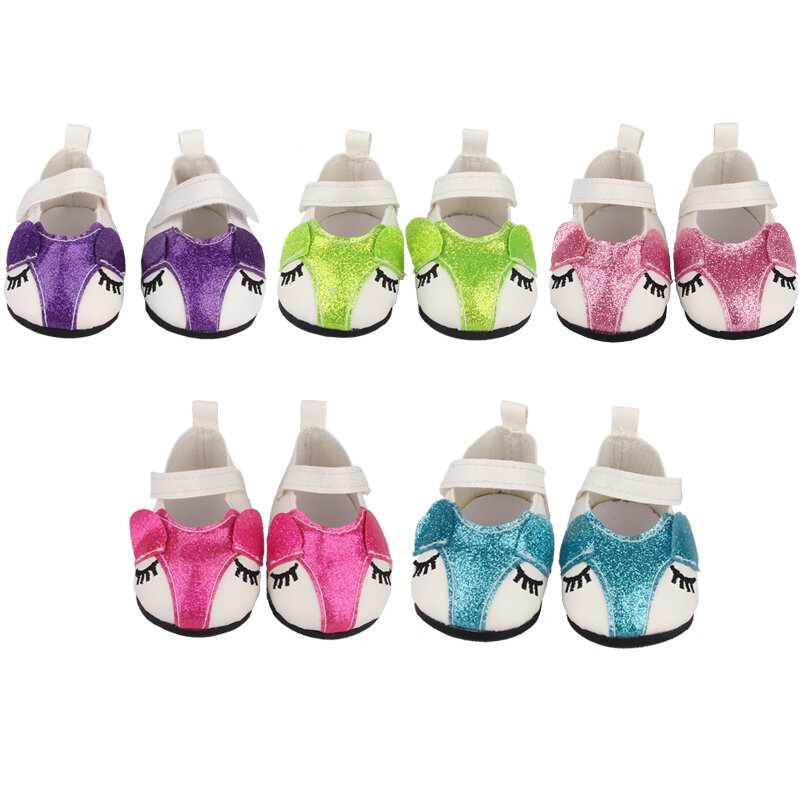 Cute 7cm Cartoon Bow Shoes For American 18 Inch Girl Doll Clothes Accessories Mini Shoes For 43cm New Baby Born&OG Doll Gift TOY