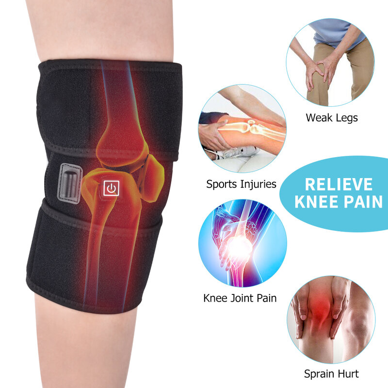 Knee Massager Heating Brace Support Wrap Hot Therapy Arthritis Cramps Pain Relief Injury Recovery Rehabilitation
