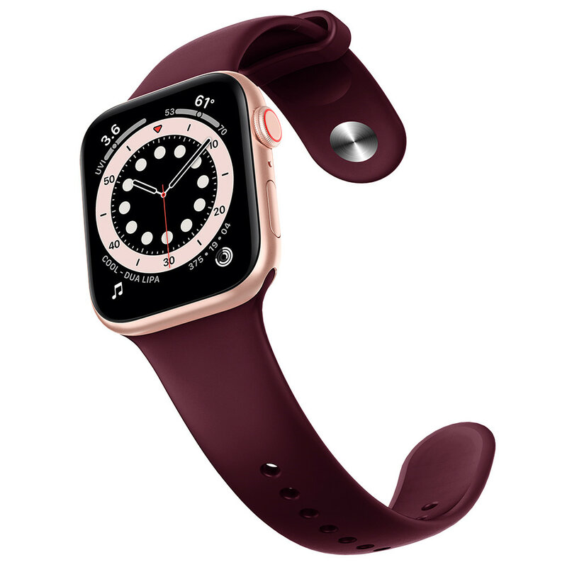 Pulseira esportiva de silicone para apple watch, correia para apple watch 6 band series 5 4 3 2 1 38mm 40mm 42mm 44mm