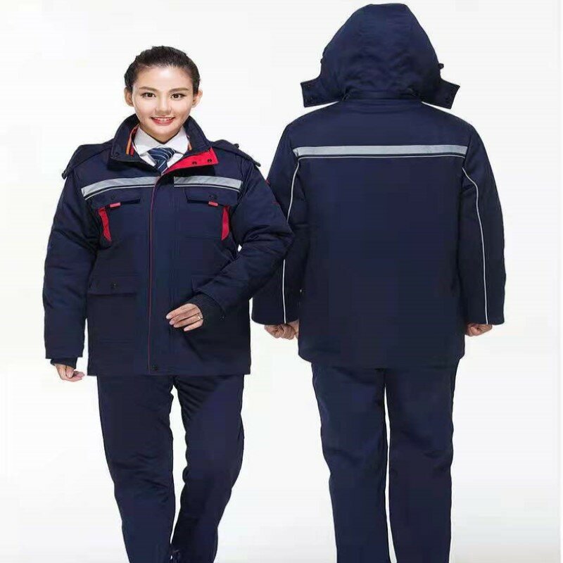 Зимняя рабочая одежда, толстый теплый комбинезон с хлопковой подкладкой, антифриз, холодная Водонепроницаемая Мужская и женская уличная термозащитная униформа