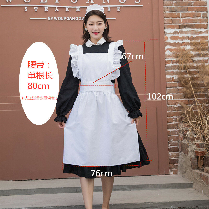 Garçonete de babados para mulheres, avental sexy, algodão branco liso, avental cosplay japonês, avental elegante