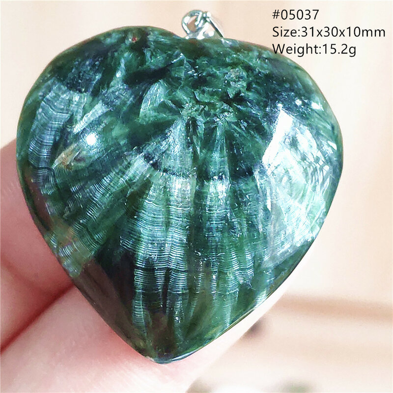 ธรรมชาติสีเขียว Seraphinite หัวใจ Love จี้ Love Water Drop Seraphinite สร้อยคอผู้หญิงผู้ชาย Clinochlore คริสตัล AAAAAA