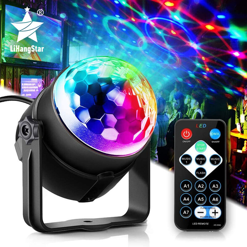 Светодиодный волшебный шар с дистанционным управлением, разноцветный вращающийся сценический RGB диско-шар, освещение для вечевечерние НКИ в честь Дня рождения, клуба, бара, караоке