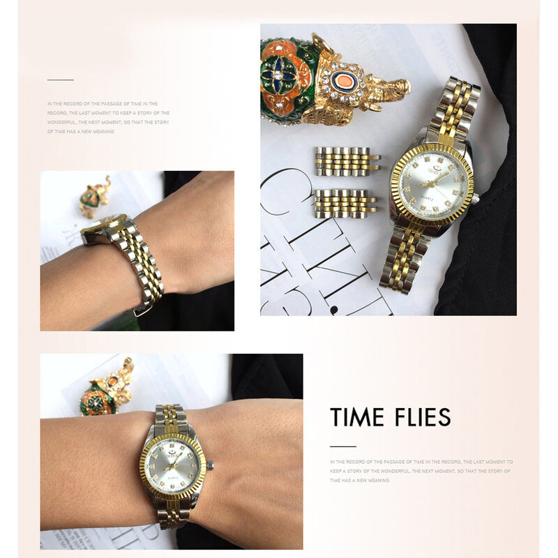 CHENXI-Relojes de cuarzo de lujo para mujer, pulsera de acero inoxidable, de diseño informal a la moda con colores dorados