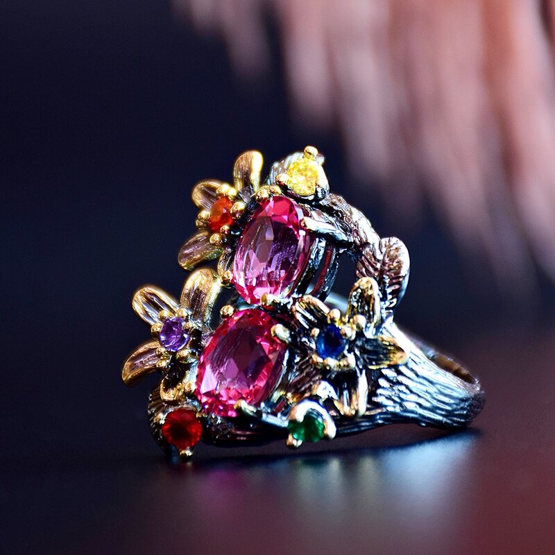 Женское Винтажное кольцо DreamCarnival 1989, потрясающее кольцо с фианитом цвета фуксии, вечерние ювелирные изделия, WA11688FU