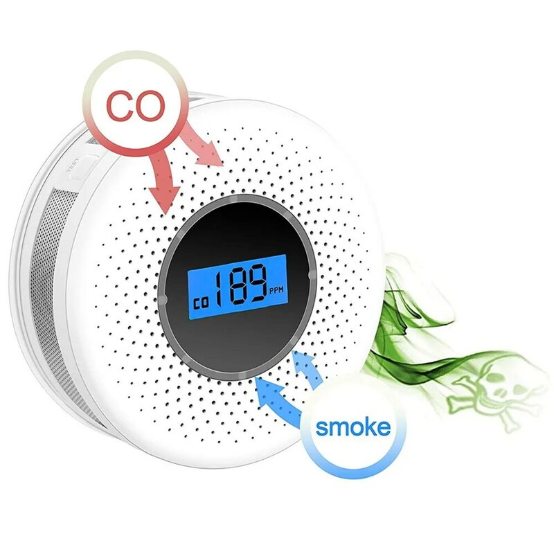 Alarma de humo/LCD CO, Detector de monóxido de carbono integrado, Sensor de advertencia, detectores de monóxido de carbono