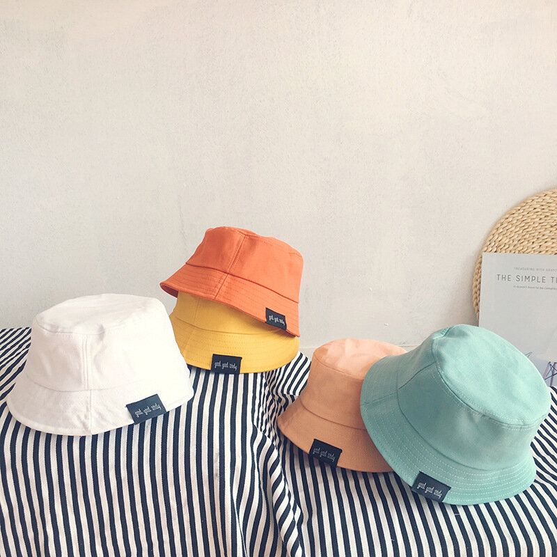 Solid Color Cotton Baby Hats Spring Summer Kids Boys Girls Sun Hats Autumn Fisherman Hat Children Beach Caps Toddler Bucket Hats