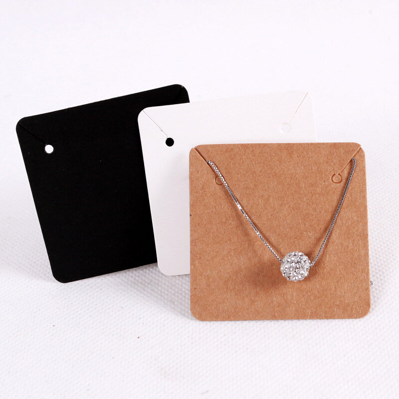 50pcs/lot 5x5cm Kraft Paper Cards for Jewelry Display Handmade Necklace Bracelets Hang Price Tags Card Holder Packing Cardboard
