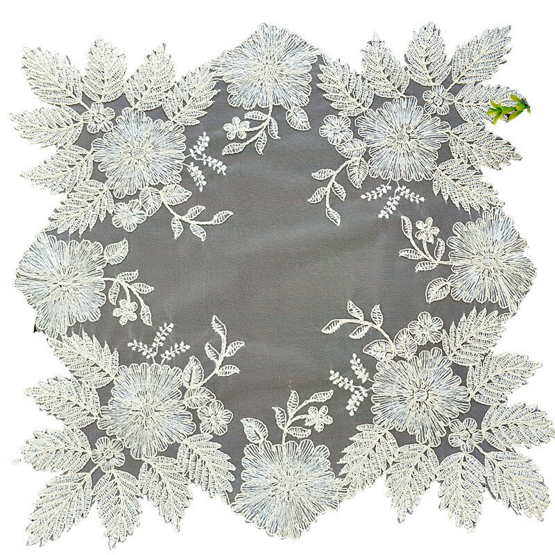 Seiko-Mantel bordado de flores, tela de encaje europeo, antipolvo, balcón, mesa redonda pequeña, decoración de Navidad y boda