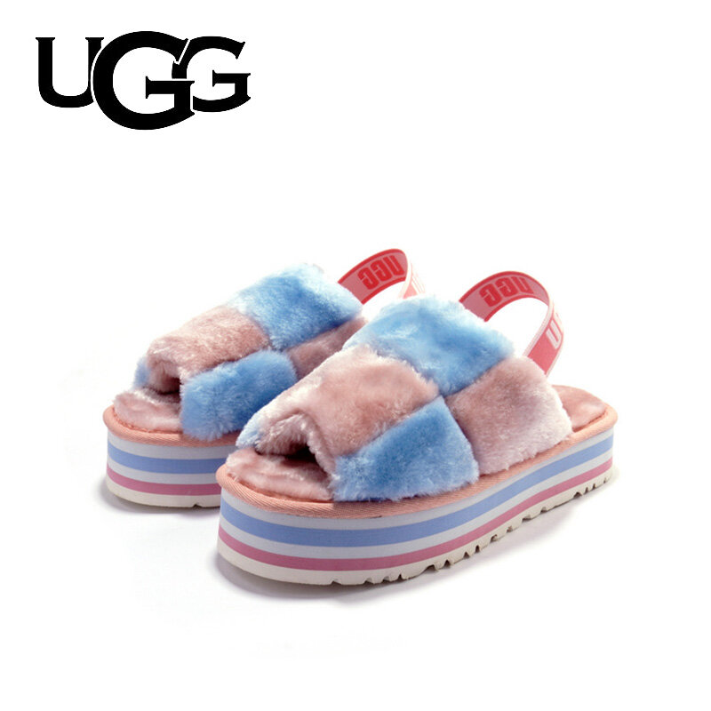 Fashion Fur Slippers Original UGG Slipper Sandals Women Luxury Fur Slippers Ladies Soft Comfortable Flat Shoes Home Shoes