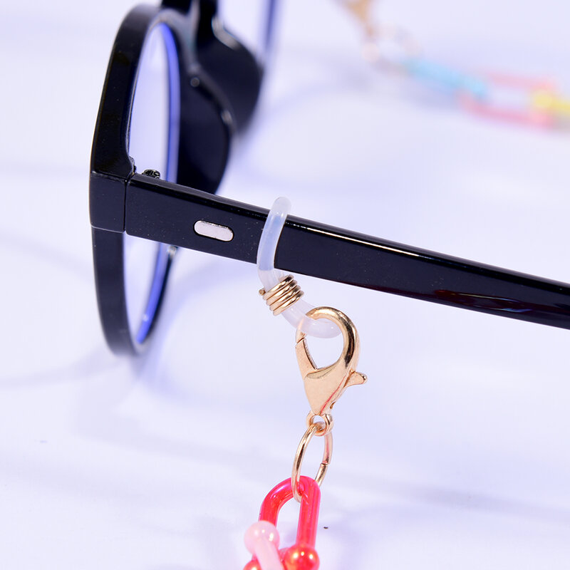 Berkilau Akrilik U Bentuk Kacamata Rantai untuk Gadis Wanita Masker Wajah Lanyard Rantai Kacamata Leher Tali Pemegang Hadiah Anak