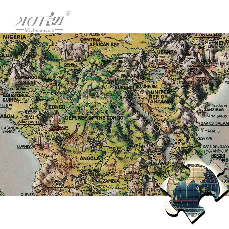 Микеланджело Деревянный Пазл 1000 1500 2000 шт. 3D Карта мира ручная игрушка, обучающая рисованию коллекционный подарок Картина декор