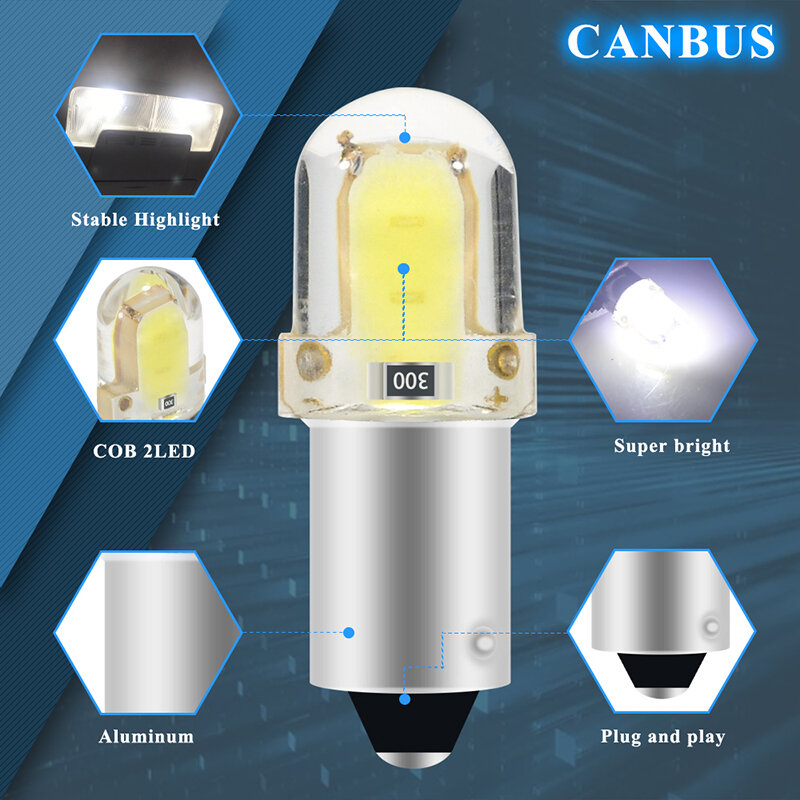 Светодиодная автомобильная лампа CANBUS T4W H6W 10X BA9S, 2 светодиодный, внутренсветильник фонарь, сигнальная лампа для номерного знака, светлый купол, светильник в, белый
