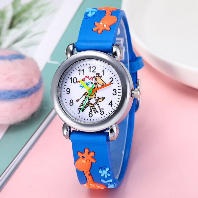 Reloj con dibujos de jirafa para niños, niñas, estudiantes, relojes de pulsera de cuarzo para niños, relojes para bebés, regalo de Año Nuevo para niños, 2020
