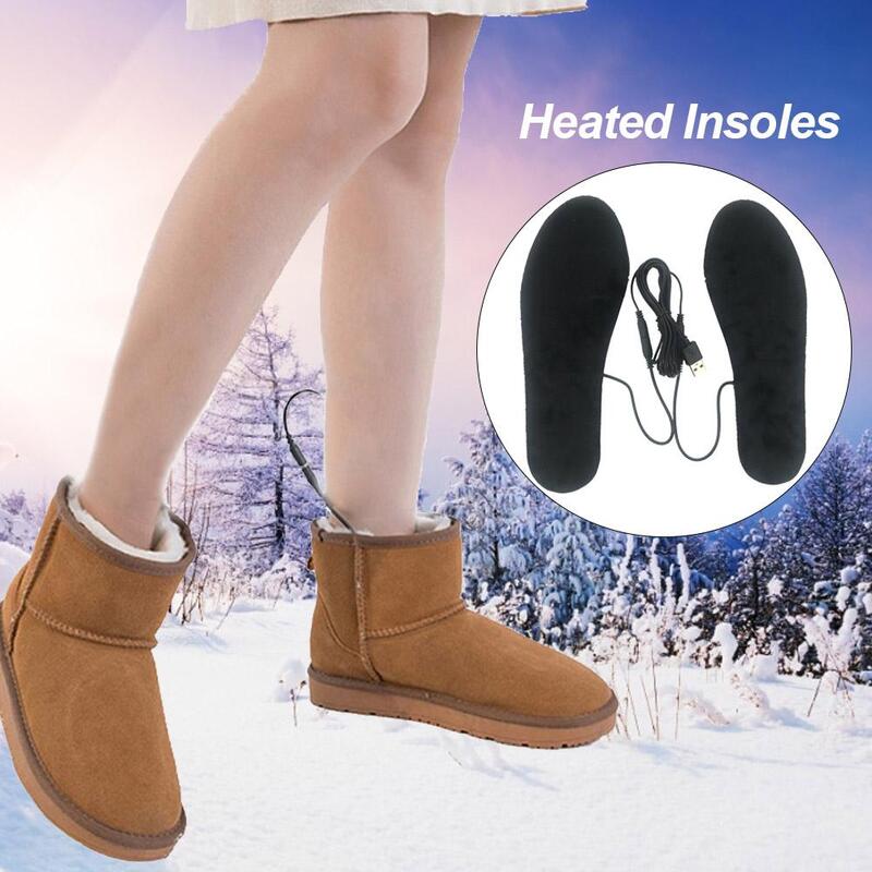 1set USB Electric EVA Elastic Fiber Heating Insoles Winter Keep Warm Foot Shoes Insole Solid Soft Washable Shoes Pad Foot Warmer
