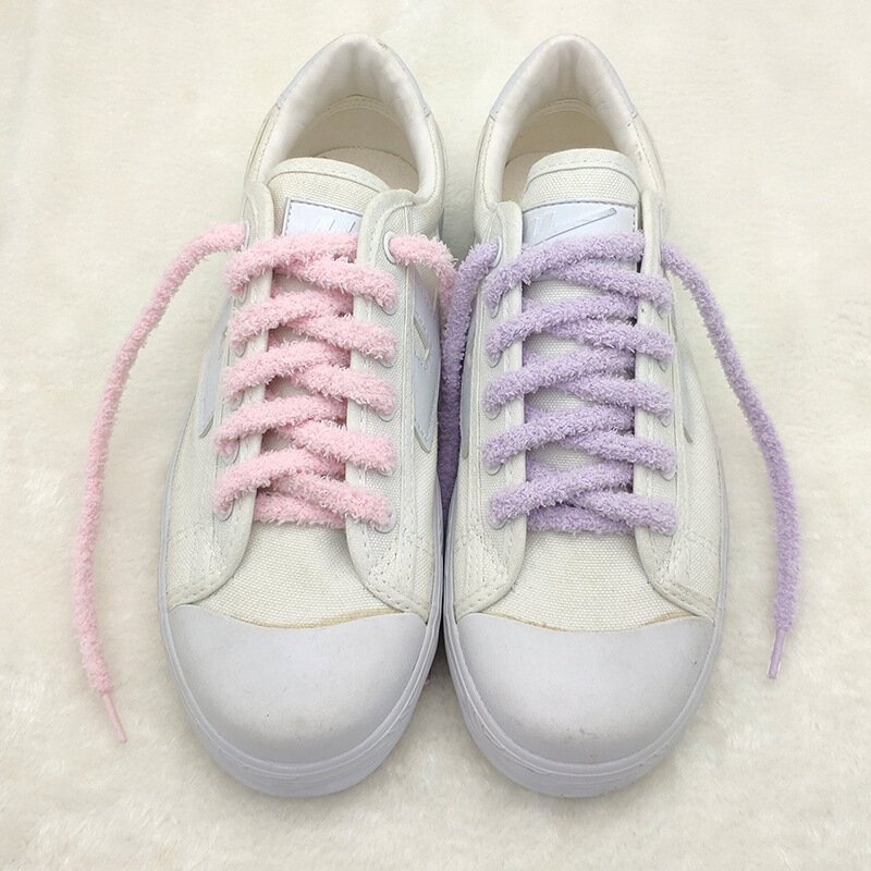 New Cute Hairy Soft Pink White Black Shoelace 140/160cm Women Men High-top Canvas Flat Shoes Laces Accessories