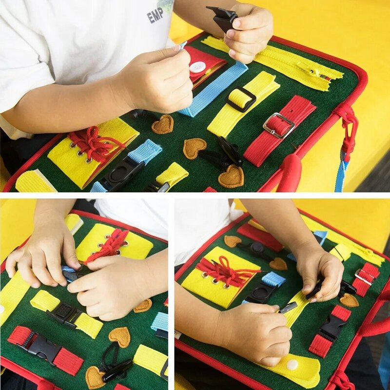 teytoy Busy Board for Toddlers, Baby Basic Skills Activity Board Preschool Educational Learning Toys Montessori Sensory Board