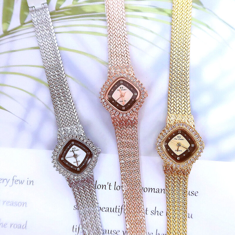Montre-bracelet en acier inoxydable pour femme, petites montres pour femme, cristal, diamant, marques de luxe célèbres, 2022