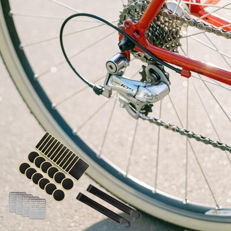 Pegatinas de reparación de neumáticos de bicicleta, Kit de reparación de neumáticos rápido portátil, barra de palanca de neumáticos, parche Universal sin pegamento, accesorios para bicicleta de montaña