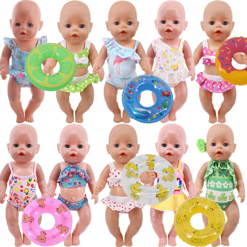 New Doll Clothes Accessories 15 Cute Swimsuits,Swimming Ring For 18Inch American Dolls & 43 Cm New Born Baby Dolls,Toy Best Gift