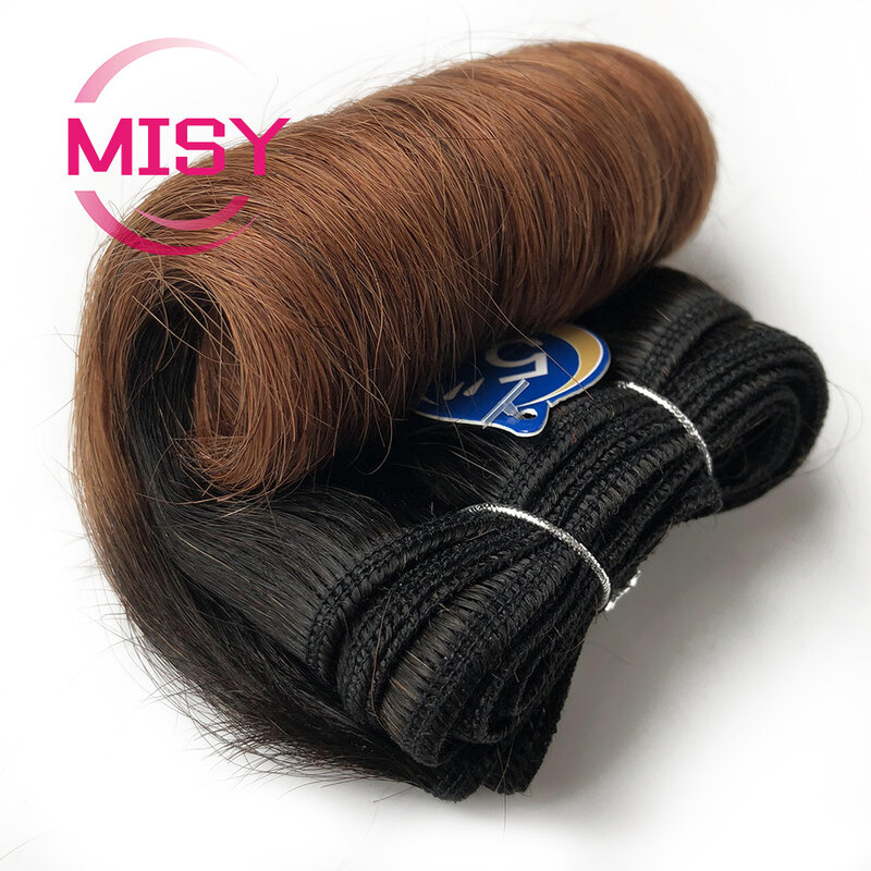 Короткие вьющиеся волосы, волнистые пряди с эффектом омбре, цветные 100% человеческие волосы, бразильские 4 пряди, наращивание волос, MISY, низкая оптовая цена