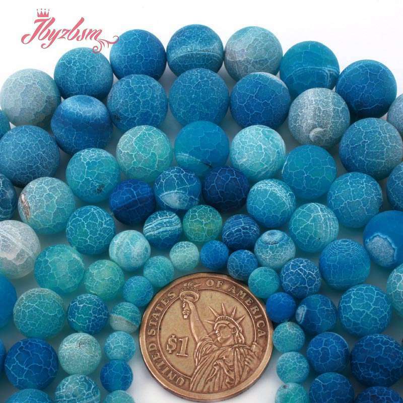 Cuentas de piedra de ágata de Fuego Azul agrietado de dragón de ensueño para accesorios de bricolaje, collares, pulseras, hebra de fabricación de joyas de 15 "6/8/10mm