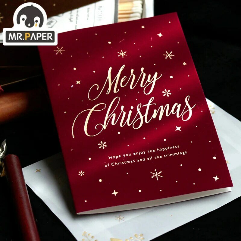 Mr.Paper 4 Дизайн Клубная замшевая бронзовая открытка Рождественская серия Carol карта с конвертом ручной DIY Подарочный материал