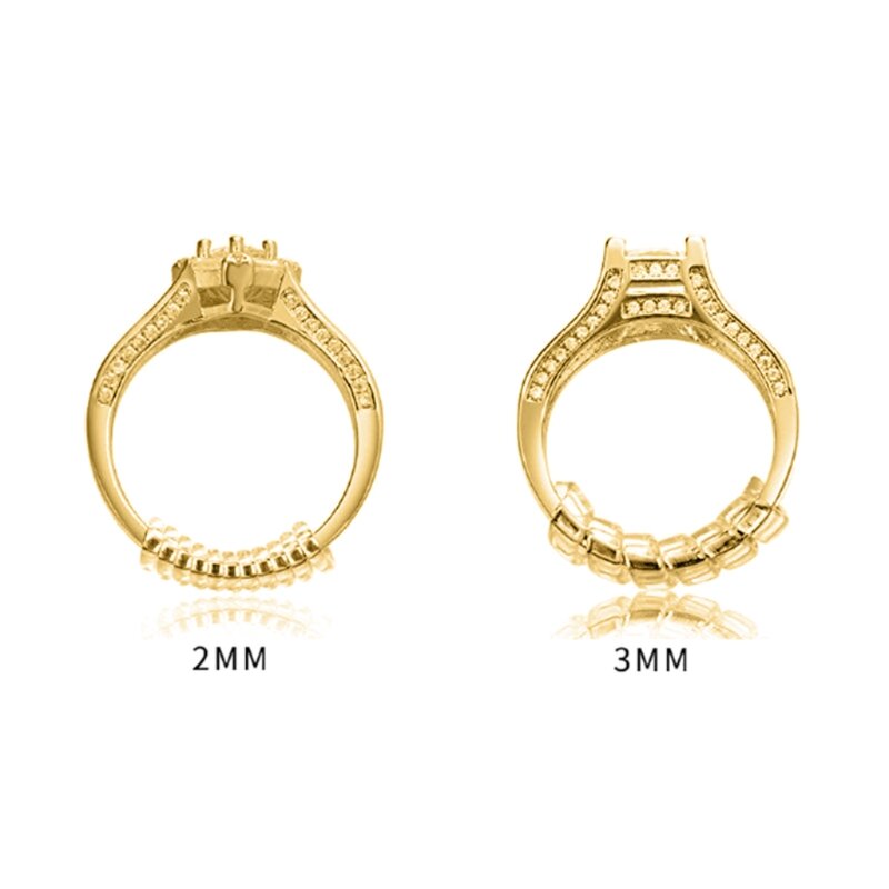 12 pçs/pçs/set clipes invisíveis guarda anel sizer tamanho anel invisível ajustadores apto para o homem e mulher anéis soltos (ouro)