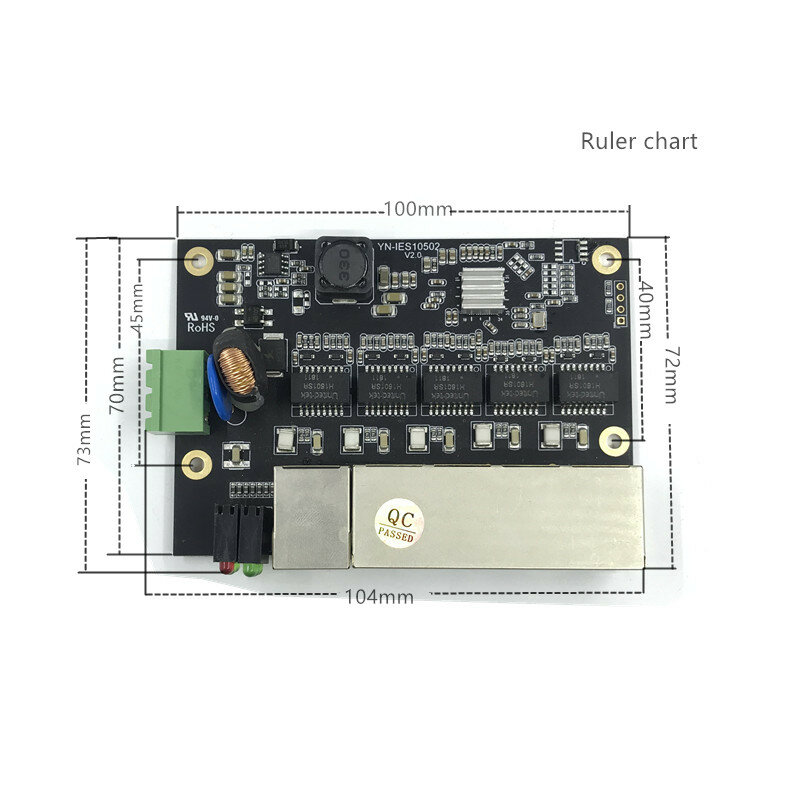 Placa industrial de PCBA de 3/5 puertos 10/100M sin manejar, módulo de conmutador Ethernet de Auto-Detección OEM, placa base OEM