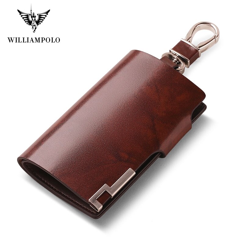 WILLIAMPOLO  Fashion Cow Leather Pillow 6 Rings Key Holder Unisex Solid Wallet PL176112