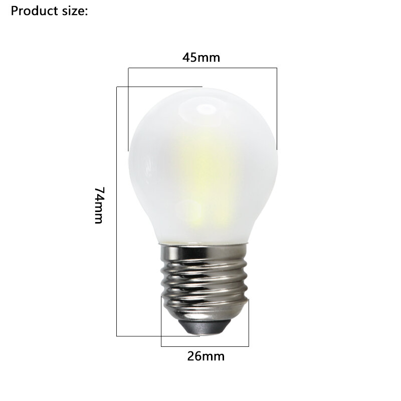 Ampoule à filament LED Edison Lam138 G45, variateur, coque en verre dépoli, lumière pour la maison et la chambre, bougie E27, lampe Edison, 110V, 220V, 4W, 6W