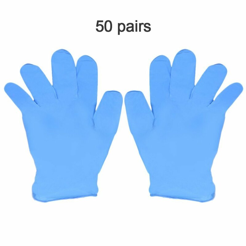 100pcs/box Blue Nitrile Disposable Gloves Wear Resistance Chemical Laboratory Electronics Food  Testing Work Gloves
