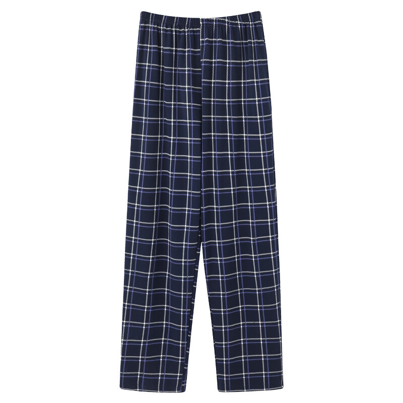 Estilo japonês L-5XL men treliça pijamas verão algodão calças compridas simples cintura elástica casual grandes jardas masculino casa sono bottoms