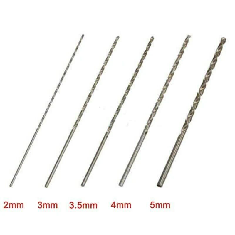 5Pcs Twist Drill Bits Set 2mm 3mm 3.5mm 4mm 5mm HSS High Speed Steel Extra Long Drill Hex Shank For Woodworking Hole Opener