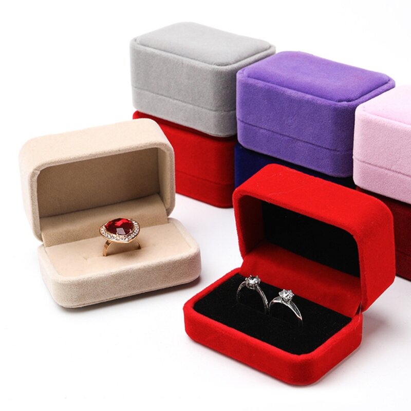 Luxo quadrado de veludo jóias um par anéis brinco exibir caso caixa armazenamento organizador titular pacote presente viagem portátil casamento