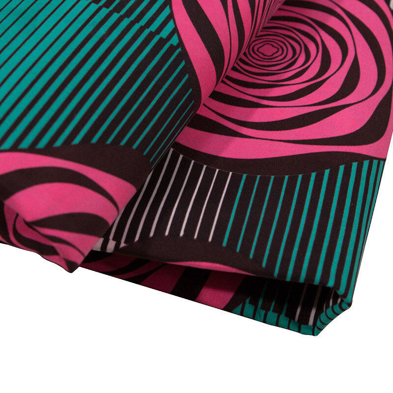 2019 Veritable Wax 100% โพลีเอสเตอร์สีชมพูและสีเขียวผ้าพิมพ์ลายแอฟริกันผ้า Pagne Wax