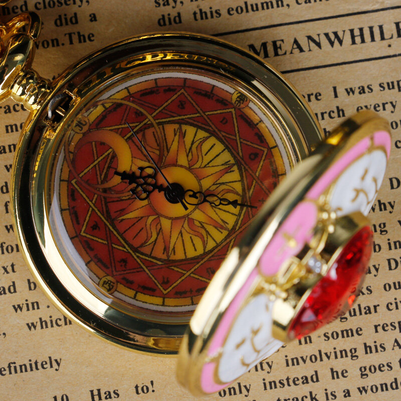 สีแดง Sakura คอสเพลย์นาฬิกา FOB Chain สร้อยคอนาฬิกาของขวัญสำหรับหญิง Ladie ของที่ระลึก