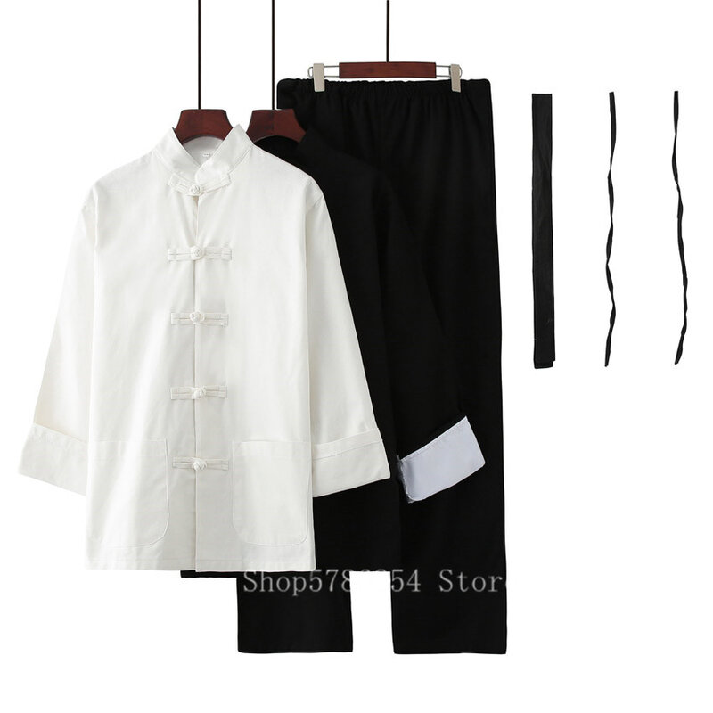 Kung Fu jednolita tradycyjna chińska odzież dla mężczyzn Wushu Tai Chi Bruce Lee kostium Hanfu bluzka 3 sztuk kobiet ubrania strój Tang