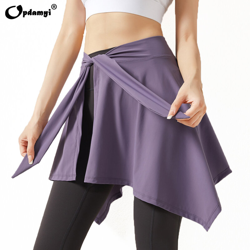 Women Solid Pareo Dance Fitness Yoga Beach Bikini Knee Length Opaque Running Cover Up Soft Wrap Irregular Short Skirt Swimsuit
