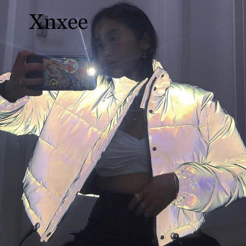 Malam Berjalan Wanita 'S Jersey Abu-abu Zipper Besar Lengan Panjang Tombol Longgar Tebal Jaket Cropped Seksi Streetwear Mantel Musim Dingin