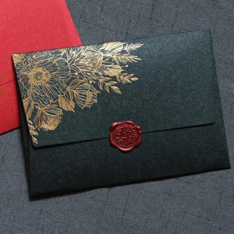 Sobres de papel perlado de alta calidad para boda, bolsa de sobre con patrón de bronce europeo, 125mm x 175mm, 10 unidades por lote, novedad