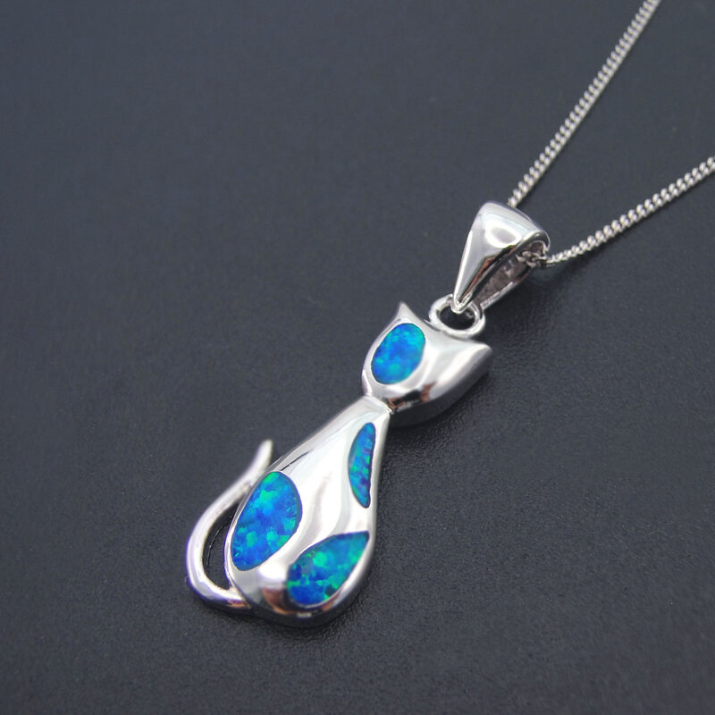 Blue Opal Stone Pendant Pretty Pendant For Female Wedding Silver Plated Pendant
