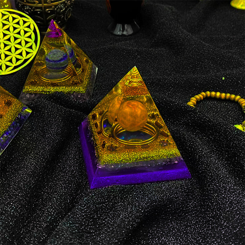 Gerador de energia orgone pirâmide ametista citrino cura cristal natural reiki chakra gerador orgonite meditação
