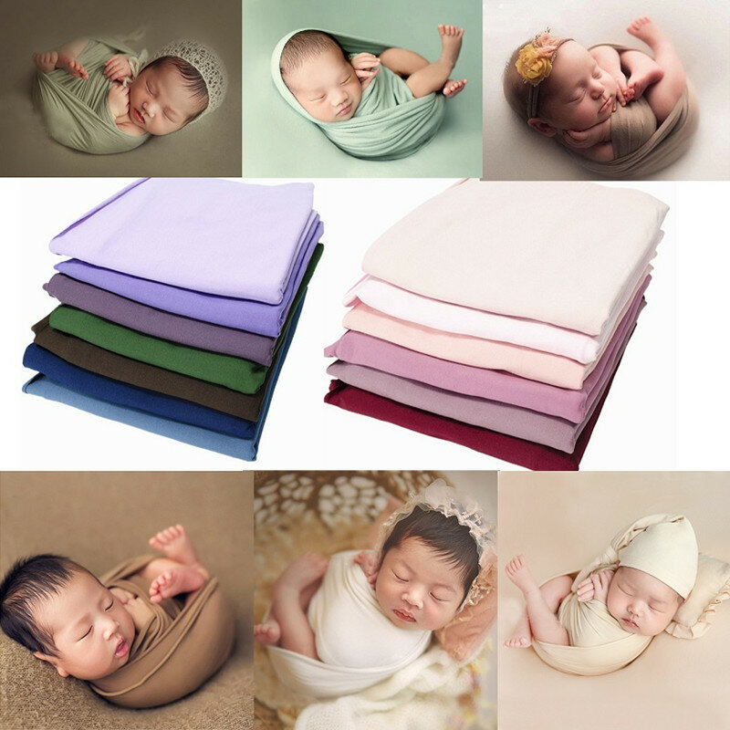 Neugeborenen Fotografie Requisiten Decke Foto Schießen Hintergrund Decke Wrap Swaddling Milch Aufgeraut Baumwolle Dehnbar Wraps