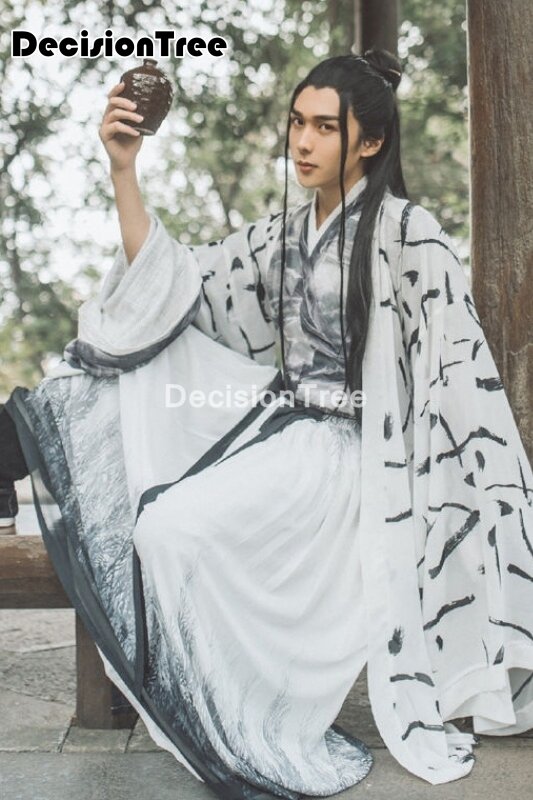 2021 hanfu estilo chinês hanfu homem cosplay preto branco hanfu antigo traje chinês canção ming dinastia hanfu dalam tv