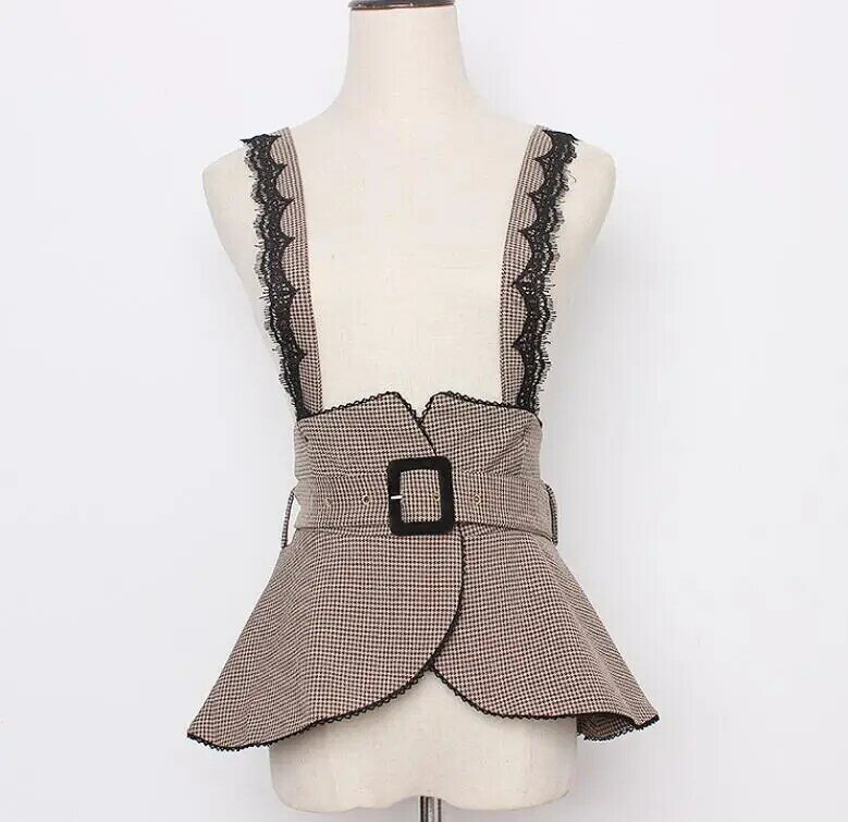 Falda elegante a cuadros para mujer, moda de pasarela, vestido femenino, Corsés, cinturones, cinturón ancho de decoración R978