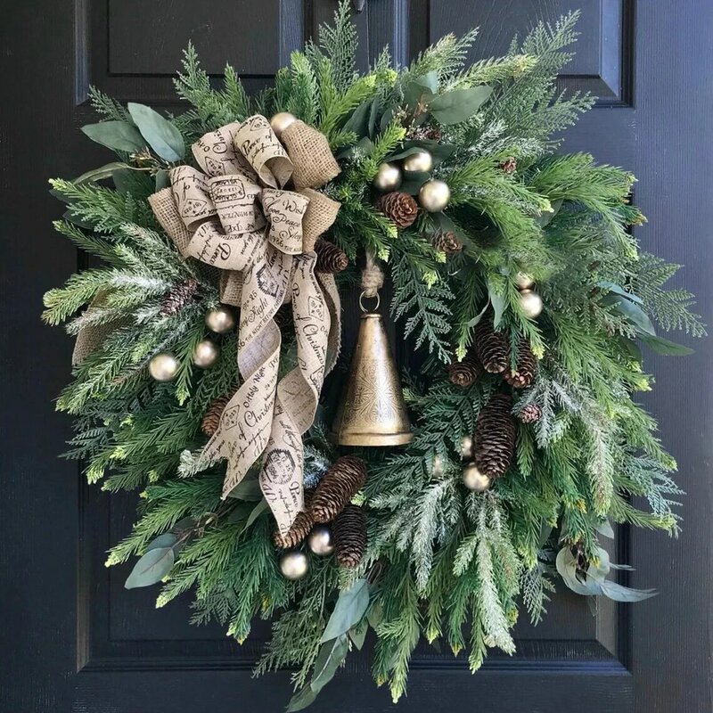 大きなクリスマスの花輪,40cm,赤いトラックの吊り下げ前ドア,新年,クリスマス,家の装飾